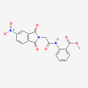 molecular formula C18H13N3O7 B4731868 methyl 2-{[(5-nitro-1,3-dioxo-1,3-dihydro-2H-isoindol-2-yl)acetyl]amino}benzoate 
