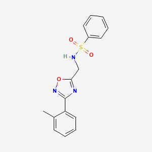 molecular formula C16H15N3O3S B4731870 N-{[3-(2-methylphenyl)-1,2,4-oxadiazol-5-yl]methyl}benzenesulfonamide 