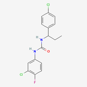 molecular formula C16H15Cl2FN2O B4731873 N-(3-chloro-4-fluorophenyl)-N'-[1-(4-chlorophenyl)propyl]urea 