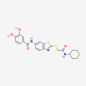 molecular formula C24H27N3O4S2 B4731878 N-(2-{[2-(cyclohexylamino)-2-oxoethyl]sulfanyl}-1,3-benzothiazol-6-yl)-3,4-dimethoxybenzamide 