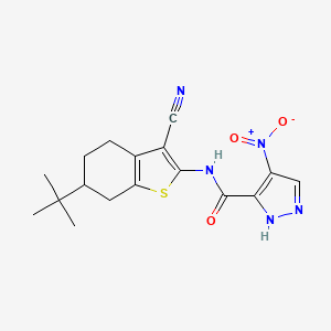 molecular formula C17H19N5O3S B4731889 N-[6-(TERT-BUTYL)-3-CYANO-4,5,6,7-TETRAHYDRO-1-BENZOTHIOPHEN-2-YL]-4-NITRO-1H-PYRAZOLE-3-CARBOXAMIDE 