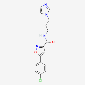 molecular formula C16H15ClN4O2 B4731987 5-(4-chlorophenyl)-N-[3-(1H-imidazol-1-yl)propyl]-3-isoxazolecarboxamide 