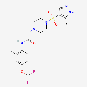 molecular formula C19H25F2N5O4S B4731993 N~1~-[4-(DIFLUOROMETHOXY)-2-METHYLPHENYL]-2-{4-[(1,5-DIMETHYL-1H-PYRAZOL-4-YL)SULFONYL]PIPERAZINO}ACETAMIDE 