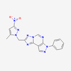 molecular formula C17H13N9O2 B4732015 2-[(5-methyl-3-nitro-1H-pyrazol-1-yl)methyl]-7-phenyl-7H-pyrazolo[4,3-e][1,2,4]triazolo[1,5-c]pyrimidine 