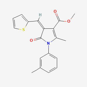molecular formula C19H17NO3S B4732036 METHYL (4Z)-2-METHYL-1-(3-METHYLPHENYL)-5-OXO-4-[(THIOPHEN-2-YL)METHYLIDENE]-4,5-DIHYDRO-1H-PYRROLE-3-CARBOXYLATE 