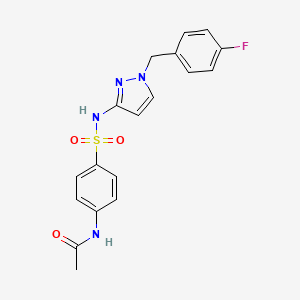 molecular formula C18H17FN4O3S B4732167 N-[4-({1-[(4-FLUOROPHENYL)METHYL]-1H-PYRAZOL-3-YL}SULFAMOYL)PHENYL]ACETAMIDE 