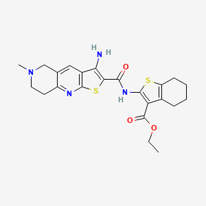 molecular formula C23H26N4O3S2 B4732182 ethyl 2-[(3-amino-6-methyl-7,8-dihydro-5H-thieno[2,3-b][1,6]naphthyridine-2-carbonyl)amino]-4,5,6,7-tetrahydro-1-benzothiophene-3-carboxylate 