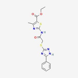 molecular formula C17H17N5O3S2 B4732223 ETHYL 4-METHYL-2-({2-[(5-PHENYL-4H-1,2,4-TRIAZOL-3-YL)SULFANYL]ACETYL}AMINO)-1,3-THIAZOLE-5-CARBOXYLATE 