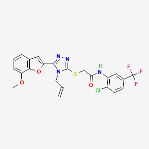 molecular formula C23H18ClF3N4O3S B4732272 N-[2-chloro-5-(trifluoromethyl)phenyl]-2-{[5-(7-methoxy-1-benzofuran-2-yl)-4-(prop-2-en-1-yl)-4H-1,2,4-triazol-3-yl]sulfanyl}acetamide 