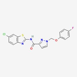 molecular formula C18H12ClFN4O2S B4732322 N-(6-chloro-1,3-benzothiazol-2-yl)-1-[(4-fluorophenoxy)methyl]-1H-pyrazole-3-carboxamide 