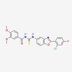 molecular formula C23H17ClFN3O4S B4732441 N-({[2-(2-chloro-4-fluorophenyl)-1,3-benzoxazol-5-yl]amino}carbonothioyl)-3,4-dimethoxybenzamide 