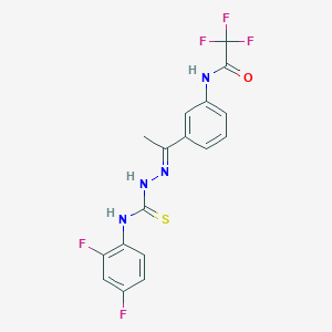 molecular formula C17H13F5N4OS B4732449 N-[3-(N-{[(2,4-difluorophenyl)amino]carbonothioyl}ethanehydrazonoyl)phenyl]-2,2,2-trifluoroacetamide 