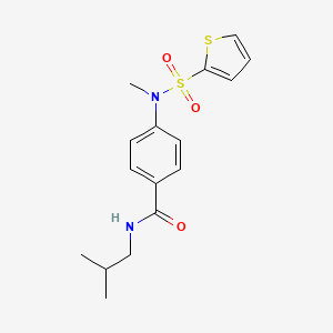 molecular formula C16H20N2O3S2 B4732523 N-(2-methylpropyl)-4-[methyl(thiophen-2-ylsulfonyl)amino]benzamide 