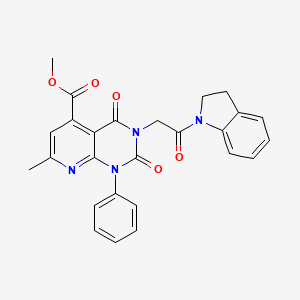 molecular formula C26H22N4O5 B4732542 METHYL 3-[2-(2,3-DIHYDRO-1H-INDOL-1-YL)-2-OXOETHYL]-7-METHYL-2,4-DIOXO-1-PHENYL-1H,2H,3H,4H-PYRIDO[2,3-D]PYRIMIDINE-5-CARBOXYLATE 