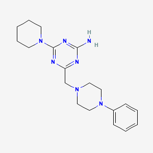 molecular formula C19H27N7 B4732772 s-Triazine, 2-amino-4-((4-phenyl-1-piperazinyl)methyl)-6-piperidino- CAS No. 21868-46-2