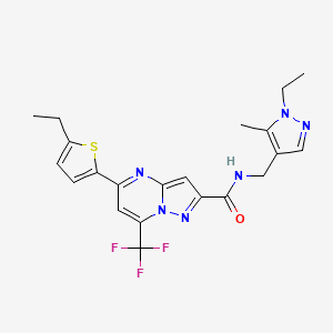 molecular formula C21H21F3N6OS B4732864 N~2~-[(1-ETHYL-5-METHYL-1H-PYRAZOL-4-YL)METHYL]-5-(5-ETHYL-2-THIENYL)-7-(TRIFLUOROMETHYL)PYRAZOLO[1,5-A]PYRIMIDINE-2-CARBOXAMIDE 