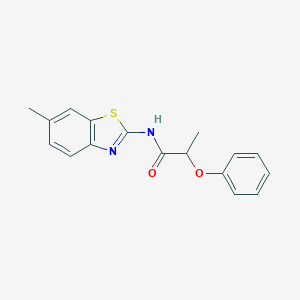 molecular formula C17H16N2O2S B473294 N-(6-methyl-1,3-benzothiazol-2-yl)-2-phenoxypropanamide CAS No. 349542-16-1