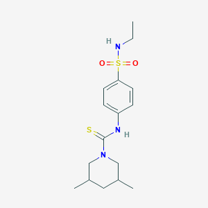 molecular formula C16H25N3O2S2 B4733043 N-[4-(ethylsulfamoyl)phenyl]-3,5-dimethylpiperidine-1-carbothioamide 
