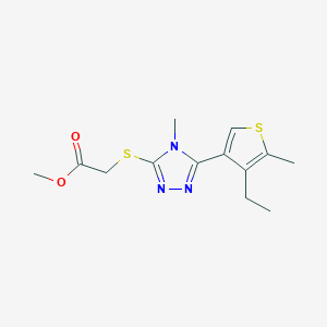 molecular formula C13H17N3O2S2 B4733101 METHYL 2-{[5-(4-ETHYL-5-METHYL-3-THIENYL)-4-METHYL-4H-1,2,4-TRIAZOL-3-YL]SULFANYL}ACETATE 