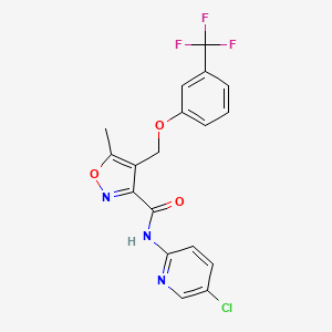 molecular formula C18H13ClF3N3O3 B4733102 N-(5-CHLORO-2-PYRIDYL)-5-METHYL-4-{[3-(TRIFLUOROMETHYL)PHENOXY]METHYL}-3-ISOXAZOLECARBOXAMIDE 