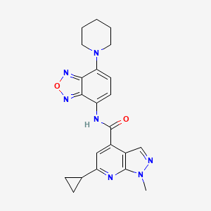 molecular formula C22H23N7O2 B4733145 6-CYCLOPROPYL-1-METHYL-N-(7-PIPERIDINO-2,1,3-BENZOXADIAZOL-4-YL)-1H-PYRAZOLO[3,4-B]PYRIDINE-4-CARBOXAMIDE 