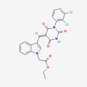 molecular formula C23H17Cl2N3O5 B4733194 ethyl (3-{(E)-[1-(2,3-dichlorophenyl)-2,4,6-trioxotetrahydropyrimidin-5(2H)-ylidene]methyl}-1H-indol-1-yl)acetate 
