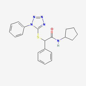 molecular formula C20H21N5OS B4733447 N-cyclopentyl-2-phenyl-2-[(1-phenyl-1H-tetrazol-5-yl)sulfanyl]acetamide 