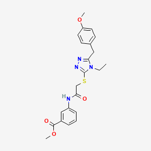 molecular formula C22H24N4O4S B4733704 methyl 3-[({[4-ethyl-5-(4-methoxybenzyl)-4H-1,2,4-triazol-3-yl]sulfanyl}acetyl)amino]benzoate 
