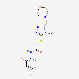 molecular formula C17H21BrFN5O2S B4733711 N-(4-bromo-2-fluorophenyl)-2-{[4-ethyl-5-(morpholin-4-ylmethyl)-4H-1,2,4-triazol-3-yl]sulfanyl}acetamide 