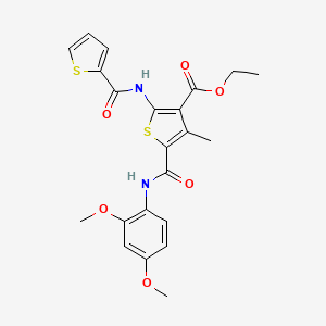 molecular formula C22H22N2O6S2 B4733781 Ethyl 5-[(2,4-dimethoxyphenyl)carbamoyl]-4-methyl-2-(thiophene-2-amido)thiophene-3-carboxylate 