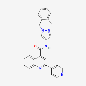 molecular formula C26H21N5O B4734048 N-{1-[(2-METHYLPHENYL)METHYL]-1H-PYRAZOL-4-YL}-2-(PYRIDIN-4-YL)QUINOLINE-4-CARBOXAMIDE 