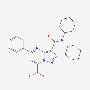 molecular formula C26H30F2N4O B4734089 N~3~,N~3~-DICYCLOHEXYL-7-(DIFLUOROMETHYL)-5-PHENYLPYRAZOLO[1,5-A]PYRIMIDINE-3-CARBOXAMIDE 
