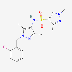 molecular formula C17H20FN5O2S B4734161 N~4~-[1-(2-FLUOROBENZYL)-3,5-DIMETHYL-1H-PYRAZOL-4-YL]-1,3-DIMETHYL-1H-PYRAZOLE-4-SULFONAMIDE 