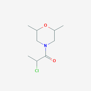 molecular formula C9H16ClNO2 B047342 Morpholine, 4-(2-chloro-1-oxopropyl)-2,6-dimethyl- (9CI) CAS No. 115840-37-4
