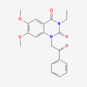 molecular formula C20H20N2O5 B4734567 3-ethyl-6,7-dimethoxy-1-(2-oxo-2-phenylethyl)quinazoline-2,4(1H,3H)-dione 