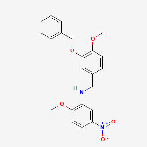 molecular formula C22H22N2O5 B4734686 N-[3-(BENZYLOXY)-4-METHOXYBENZYL]-N-(2-METHOXY-5-NITROPHENYL)AMINE 