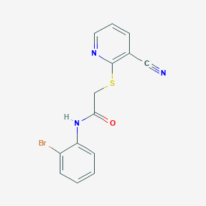 molecular formula C14H10BrN3OS B4734854 N-(2-bromophenyl)-2-[(3-cyanopyridin-2-yl)sulfanyl]acetamide 