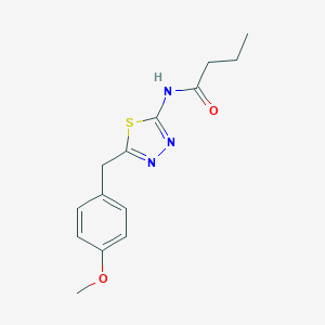 molecular formula C14H17N3O2S B473553 N-[5-(4-methoxybenzyl)-1,3,4-thiadiazol-2-yl]butanamide CAS No. 701218-45-3
