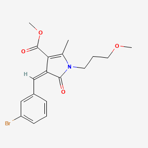 molecular formula C18H20BrNO4 B4735558 methyl (4Z)-4-(3-bromobenzylidene)-1-(3-methoxypropyl)-2-methyl-5-oxo-4,5-dihydro-1H-pyrrole-3-carboxylate 