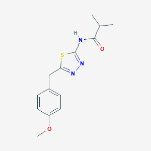 molecular formula C14H17N3O2S B473562 N-[5-[(4-methoxyphenyl)methyl]-1,3,4-thiadiazol-2-yl]-2-methylpropanamide CAS No. 713092-32-1