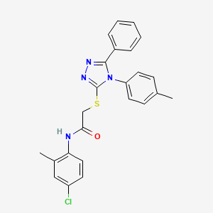 molecular formula C24H21ClN4OS B4735817 N-(4-chloro-2-methylphenyl)-2-{[4-(4-methylphenyl)-5-phenyl-4H-1,2,4-triazol-3-yl]sulfanyl}acetamide 