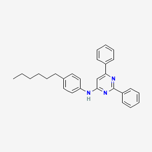 molecular formula C28H29N3 B4735936 N-(4-hexylphenyl)-2,6-diphenylpyrimidin-4-amine 