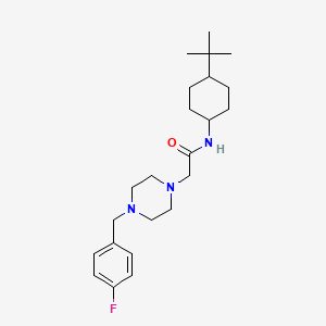molecular formula C23H36FN3O B4736058 N-(4-TERT-BUTYLCYCLOHEXYL)-2-{4-[(4-FLUOROPHENYL)METHYL]PIPERAZIN-1-YL}ACETAMIDE 