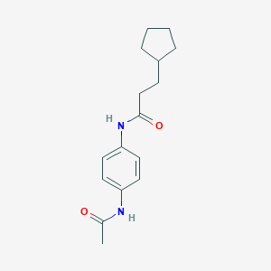 molecular formula C16H22N2O2 B473608 N-[4-(acetylamino)phenyl]-3-cyclopentylpropanamide CAS No. 695167-47-6