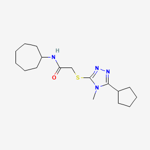 molecular formula C17H28N4OS B4736117 N-cycloheptyl-2-[(5-cyclopentyl-4-methyl-4H-1,2,4-triazol-3-yl)sulfanyl]acetamide 