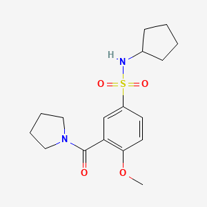 molecular formula C17H24N2O4S B4736478 N-cyclopentyl-4-methoxy-3-(pyrrolidin-1-ylcarbonyl)benzenesulfonamide 