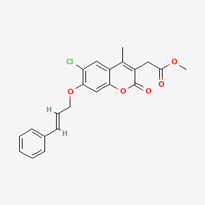 molecular formula C22H19ClO5 B4736485 methyl 2-(6-chloro-4-methyl-2-oxo-7-{[(E)-3-phenyl-2-propenyl]oxy}-2H-chromen-3-yl)acetate 