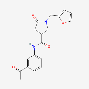 molecular formula C18H18N2O4 B4736786 N-(3-acetylphenyl)-1-(furan-2-ylmethyl)-5-oxopyrrolidine-3-carboxamide 
