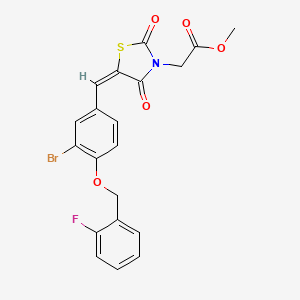 molecular formula C20H15BrFNO5S B4736816 methyl [(5E)-5-{3-bromo-4-[(2-fluorobenzyl)oxy]benzylidene}-2,4-dioxo-1,3-thiazolidin-3-yl]acetate 