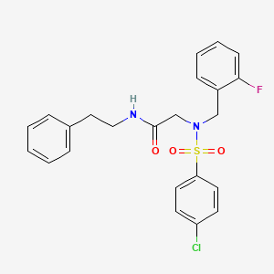 molecular formula C23H22ClFN2O3S B4736908 N~2~-[(4-chlorophenyl)sulfonyl]-N~2~-(2-fluorobenzyl)-N-(2-phenylethyl)glycinamide 
